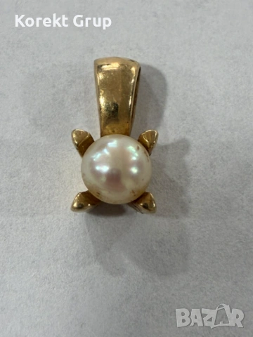 Златна висулка с мъниста 14к