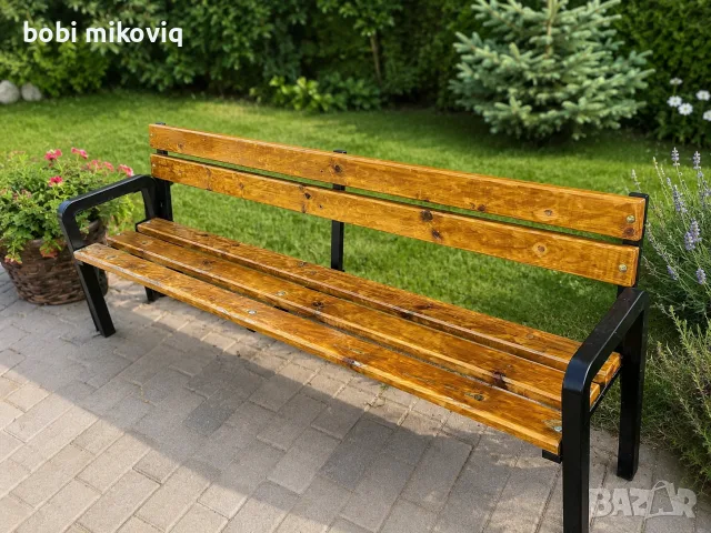 Масивни метални крака за градинска пейка с подлакътници – Лофт стил (50х40 мм)