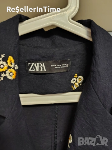 Сако Zara с бродерии, тъмносиньо, М размер , снимка 6 - Сака - 54988476