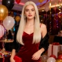 Платинено руса синтетична права перука - Lace Front 13x4, снимка 7