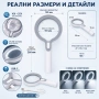 Голяма увеличителна ръчна лупа с LED осветление дръжка USB акумулаторна 10X и 25X лед четене книги, снимка 3