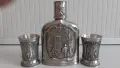 Джобна манерка и 2 чаши за ракия от калай   Antik*Vintage #149, снимка 1