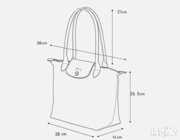 НОВА Longchamp Le Pliage – с етикети, млечно бежова, М, дълги дръжки, снимка 14 - Чанти - 54517947