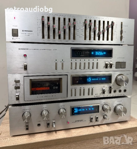 🔉ТОП ретро аудио сет PIONEER синя серия - слим - усилвател, тунер,  дек, еквалайзер и грамофон🔈, снимка 3 - Аудиосистеми - 54543596