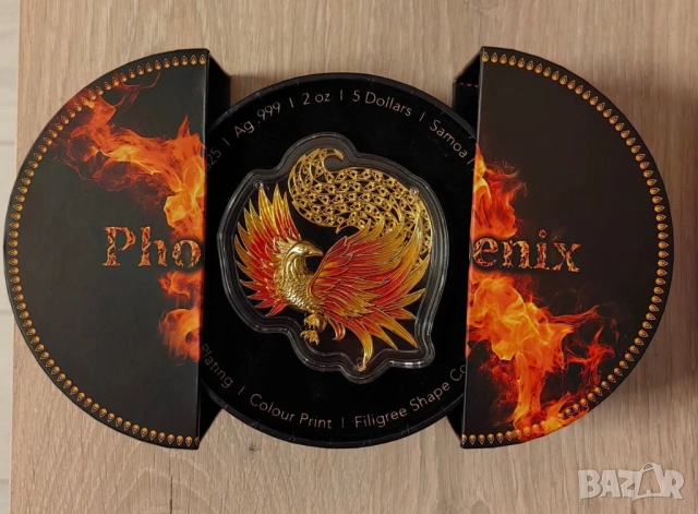5 долара 2025 Самоа - Птицата Феникс - 2 оз.сребърна монета, снимка 6 - Нумизматика и бонистика - 54060877