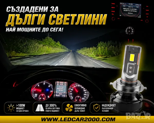 Най-мощните LED крушки за дълги светлини 100W+ | 40 000 lm | 6000K | 2 г. гаранция, снимка 2 - Аксесоари и консумативи - 55411467