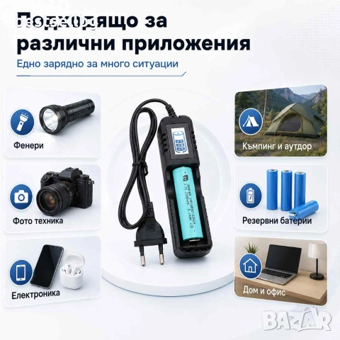 Зарядно устройство дисплей за литиево йонни батерии 18650 16340 26650, снимка 7 - Друга електроника - 42635671