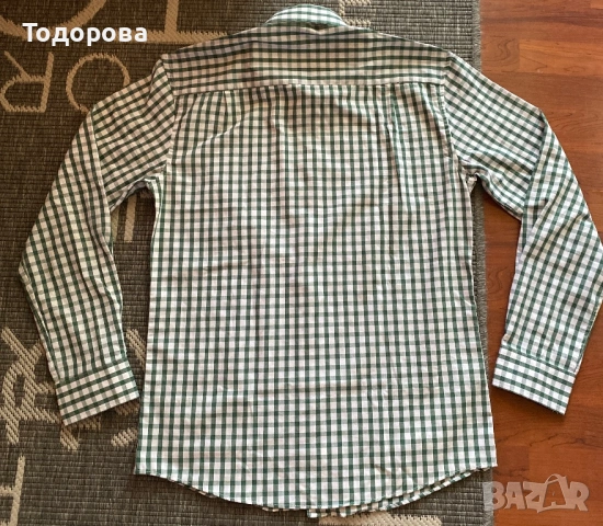 Мъжка риза зелено и бяло каре, снимка 4 - Ризи - 54891453