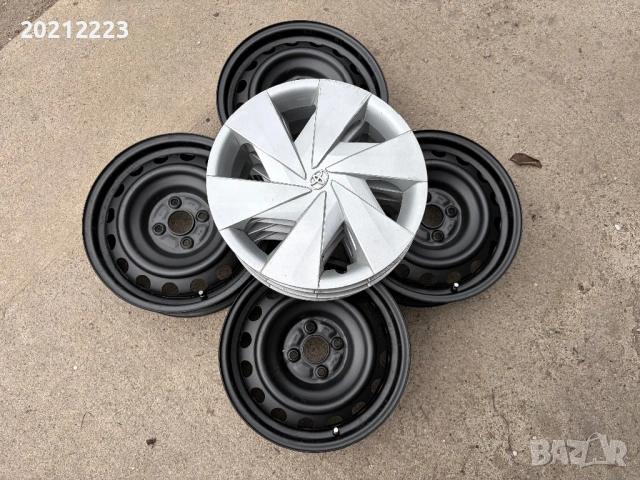 4 броя железни джанти + тасове за Toyota Yaris- Hybrid 15, снимка 13 - Гуми и джанти - 53998049