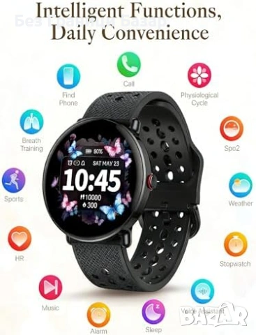 Нов Смарт часовник TitanSync S62 водоустойчив OLED дисплей кръгъл черен за мъже и жени, снимка 7 - Смарт гривни - 54100801