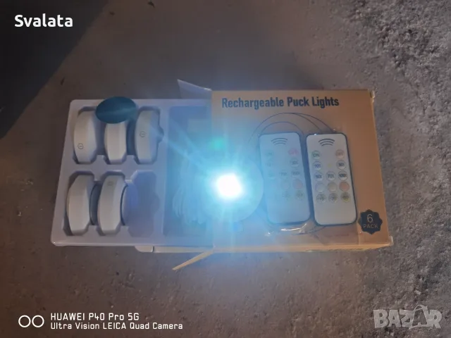  6 акумулаторни LED лампи тип „шайба“ (puck lights), вероятно на марката WILLED., снимка 3 - Лампи за таван - 55485557