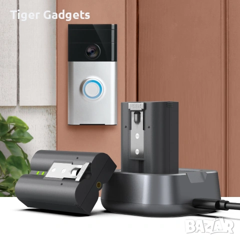 Комплект 2 бр. батерии V4 + двойна зарядна станция за Ring Video Doorbell и Ring камери, снимка 5 - Друга електроника - 55013676