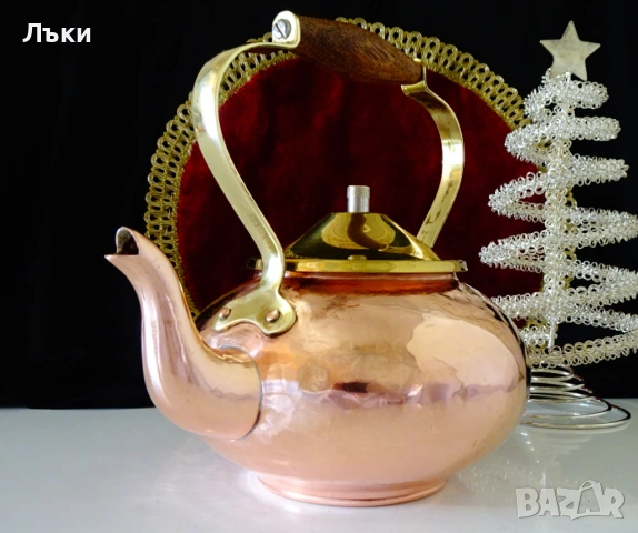 Меден чайник,медна кана,чиста червена мед,печат. , снимка 4 - Антикварни и старинни предмети - 54487465