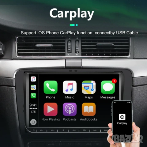 VW 4/64GB 9” 2-DIN мултимедия с Android 14 за VW*SEAT*Skoda CarPlay, Android Auto, RDS , снимка 5 - Аксесоари и консумативи - 54755093