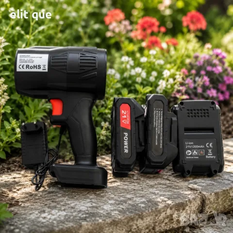 Безжична акумулаторна духалка за листа 21V, 300W – 2 батерии, 31 000 об./мин, 100 км/ч