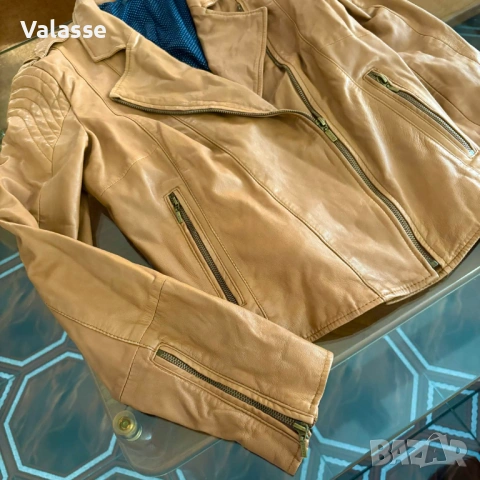 Естествена кожа Esprit байкър яке M/40 в отлично състояние, снимка 2 - Якета - 54712255