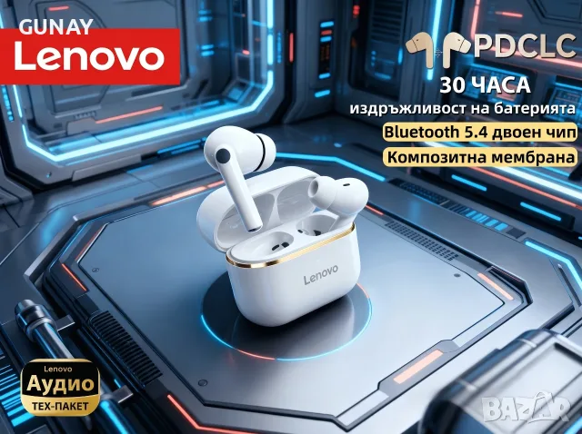 Lenovo EA230 TWS Безжични Bluetooth Слушалки за Спорт и Тичане 360 Стерео Звук Нови, снимка 2 - Bluetooth слушалки - 55418146