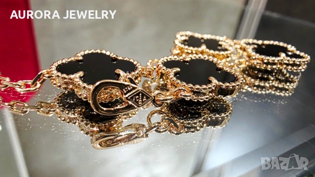 Van Cleef & Arpels VCA 5 Motifs Rose Gold Black Onyx Vintage Alhambra Дамска Гривна, снимка 7 - Гривни - 54062454