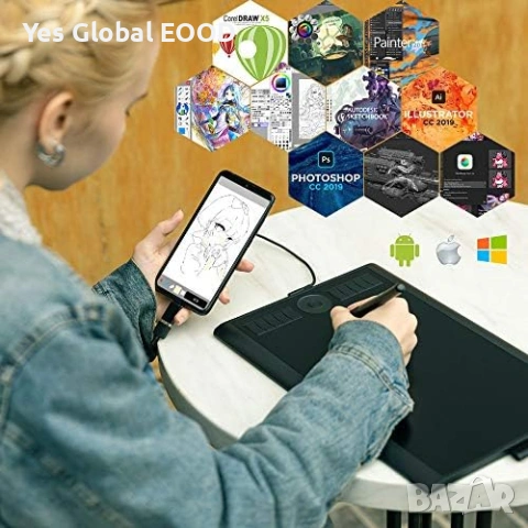 GAOMON M10K PRO графичен таблет 10” с Touch Ring, снимка 7 - Таблети - 54550420