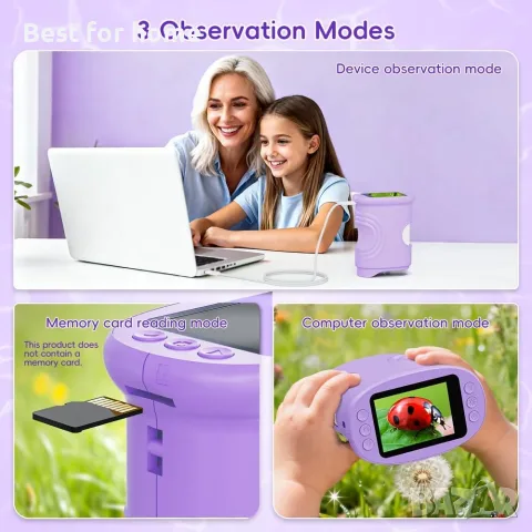 Детски микроскоп Temodu, 2.0" екран, 1000X, дигитален микроскоп за деца | Ръчни микроскопи за деца, снимка 7 - Образователни игри - 55625794