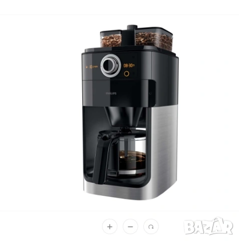 Кафемашина Philips HD7767/00, 1000W, 1.2 л, За зърна или мляно кафе, LCD, Кафемелачка, Стъклена кана