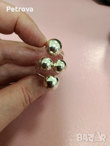 масивен сребърен пръстен с топчета, снимка 8 - Пръстени - 53133541