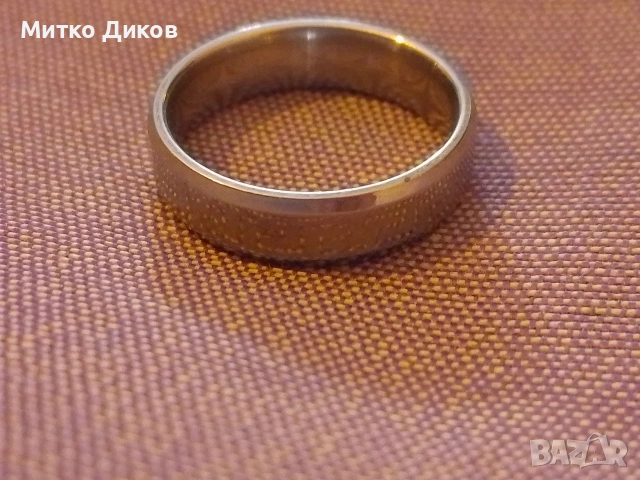 Пръстен тип халка със сребърна баня рисунка Версаче стомана R 543, снимка 3 - Пръстени - 55230529