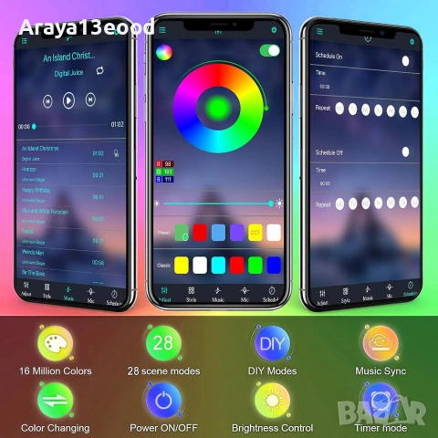 GreenSun LED аквариумно осветление 78 см RGB с APP управление, IP68 водоустойчиво, снимка 3 - Оборудване за аквариуми - 55220542
