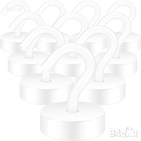 Магнитни куки,комплект от 6 броя,бяло, снимка 2 - Други стоки за дома - 54063325