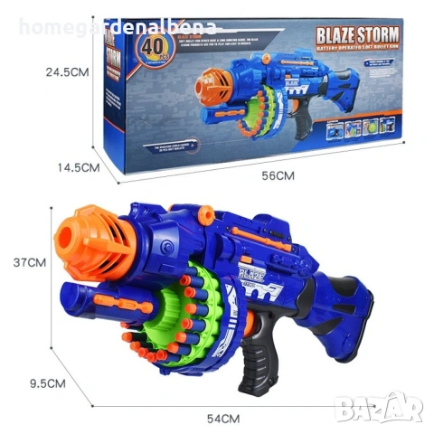 Детски полуавтоматичен пистолет с 20 меки куршума – бързо презареждане, голям бластер, снимка 2 - Коли, камиони, мотори, писти - 54109241