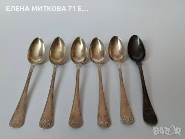 Старинни шведски посребрени лъжички 5+1, снимка 2 - Антикварни и старинни предмети - 54896805