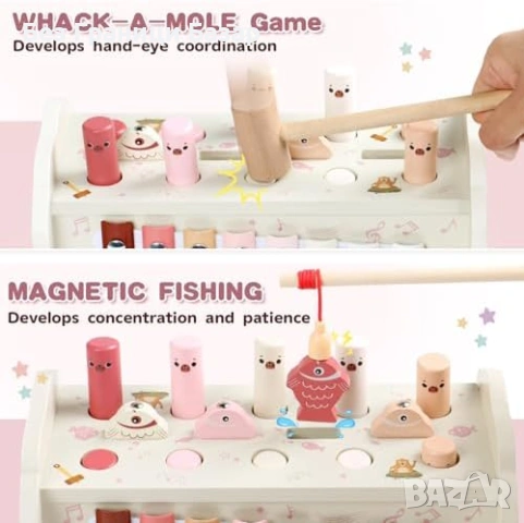 Нова образователна Дървена Montessori играчка с чукче ксилофон лабиринт идеален подарък, снимка 2 - Образователни игри - 54093020