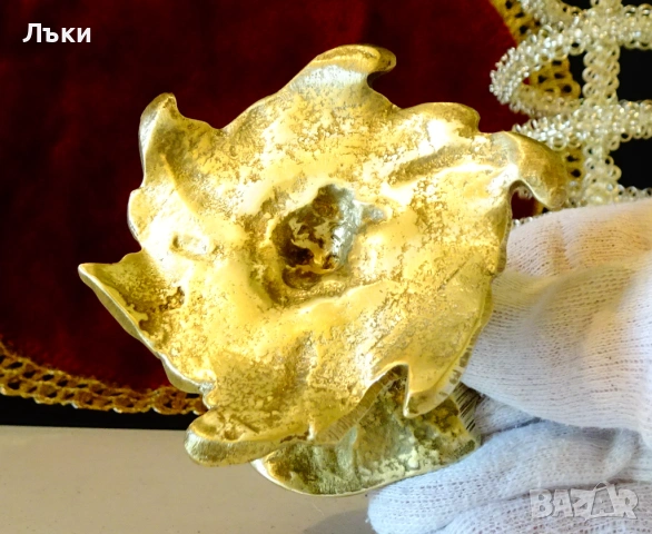 Бронзов свещник Цвете 180 гр. , снимка 3 - Антикварни и старинни предмети - 54554507