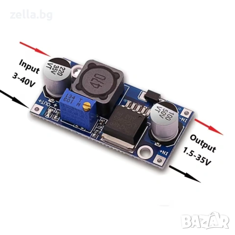 Комплект 5 броя DC-DC понижаващи модула LM2596S, 3A Buck Converter, регулируеми 4-35V 10392, снимка 5 - Друга електроника - 54691979