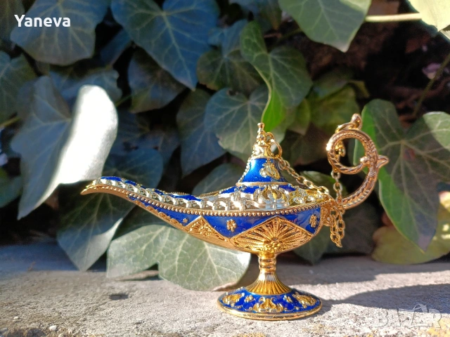 Лампата на Аладин , ароматна лампа в синьо и златно. , снимка 11 - Статуетки - 54283249