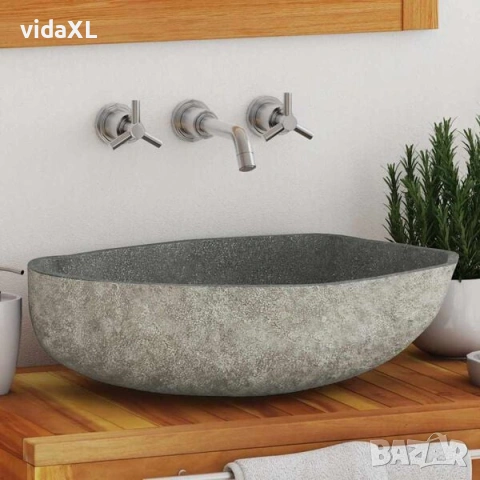 vidaXL Мивка от речен камък, овална(SKU:242668), снимка 2 - Мивки - 54553192