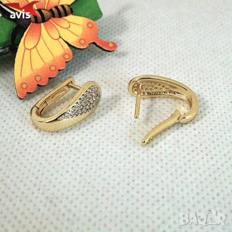 Обеци с 14К златно покритие 2141895, снимка 2 - Обеци - 54174425