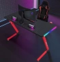 Геймърско бюро 140x60x75 см, RGB LED осветление, карбонов плот, поставка за напитки и слушалки, снимка 7