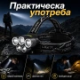 Професионален мощен LED фенер туристически челник за глава лов риболов планинарство преходи каска, снимка 3
