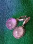 Сребърни обеци окрасени с фасетиран розов кварц 36168, снимка 9