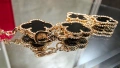 Van Cleef & Arpels VCA 5 Motifs Rose Gold Black Onyx Vintage Alhambra Дамска Гривна, снимка 7
