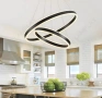 Луксозен LED полилей LAMPLAY, модерна LED висяща лампа 65W, голяма таванна лампа с 2 черни пръстена , снимка 6