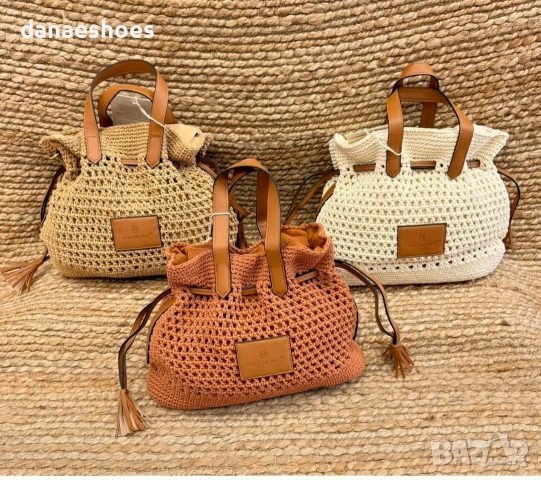 Плетена чанта от памучна материя Bag to Bag, снимка 2 - Чанти - 55120626