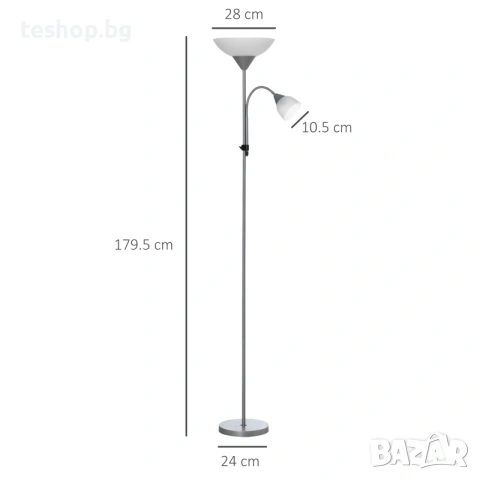 LED подова лампа HOMCOM, снимка 5 - Настолни лампи - 55041876