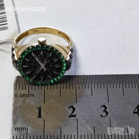 Златен пръстен (часовник) 3.56гр., снимка 6 - Пръстени - 54125673