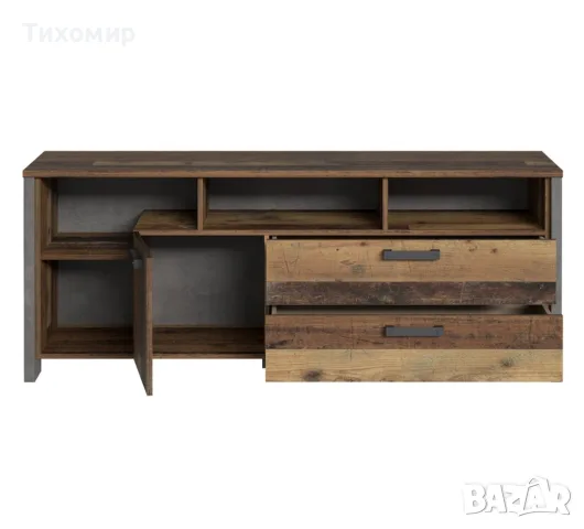 Шкаф за телевизор Retro, Винтидж, 161x64x41 см, 1 вратичка и 2 чекмеджета, снимка 3 - Скринове - 55494089