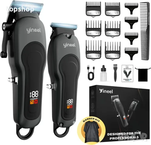 Чисто нов професионален комплект машинка и тример за подстригване Yineel Barber Kit Ceramic Blade...