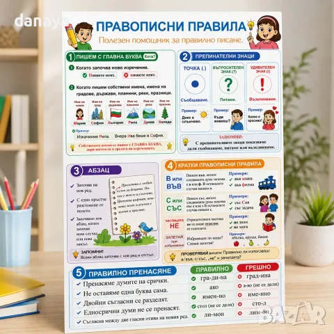6865 Помагало по български език Правописни правила A4 – полезен помощник за правилно писане