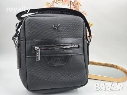 Calvin Klein Нова Луксозна Кожена Черна Мъжка Чанта Келвин Клайн 