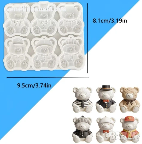 6 мечета с шапка вратовръзка силиконов молд форма шоколад гипс смола фондан за декорация на торта , снимка 2 - Форми - 54084353